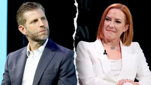 Eric Trump intends to take legal action against Jen Psaki and MS NOW for 'obvious falsehoods' regarding his visit to China.