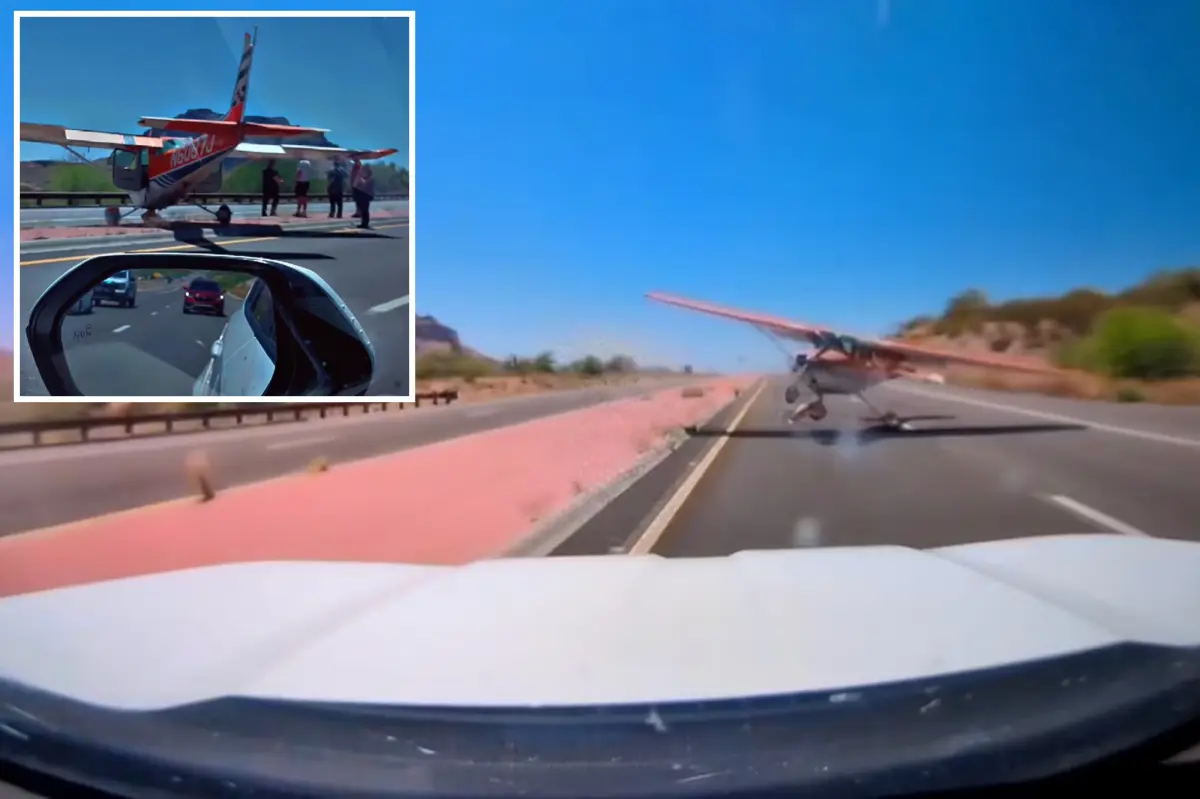 Family of four almost gets crushed by plane during emergency landing on Arizona highway: video