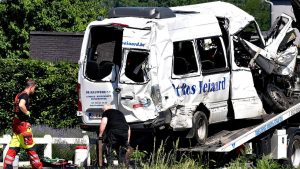 Fast train collides with minibus carrying children in Belgium, resulting in 4 deaths