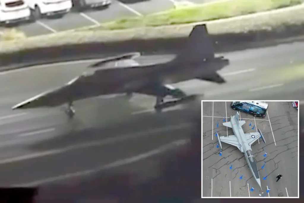 Fighter jet flies over Southern California streets before Torrance Armed Forces Day