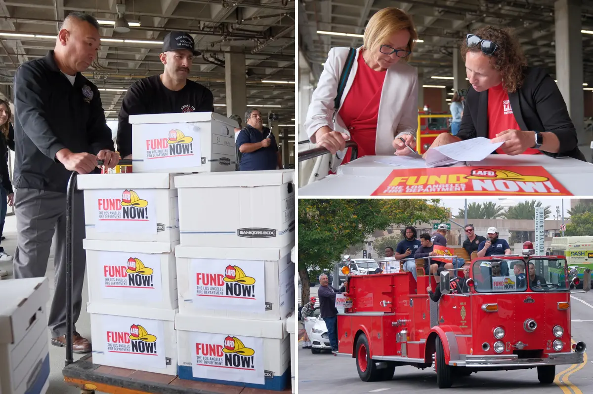 Firefighters visit Karen Bass's home with requests and a caution.