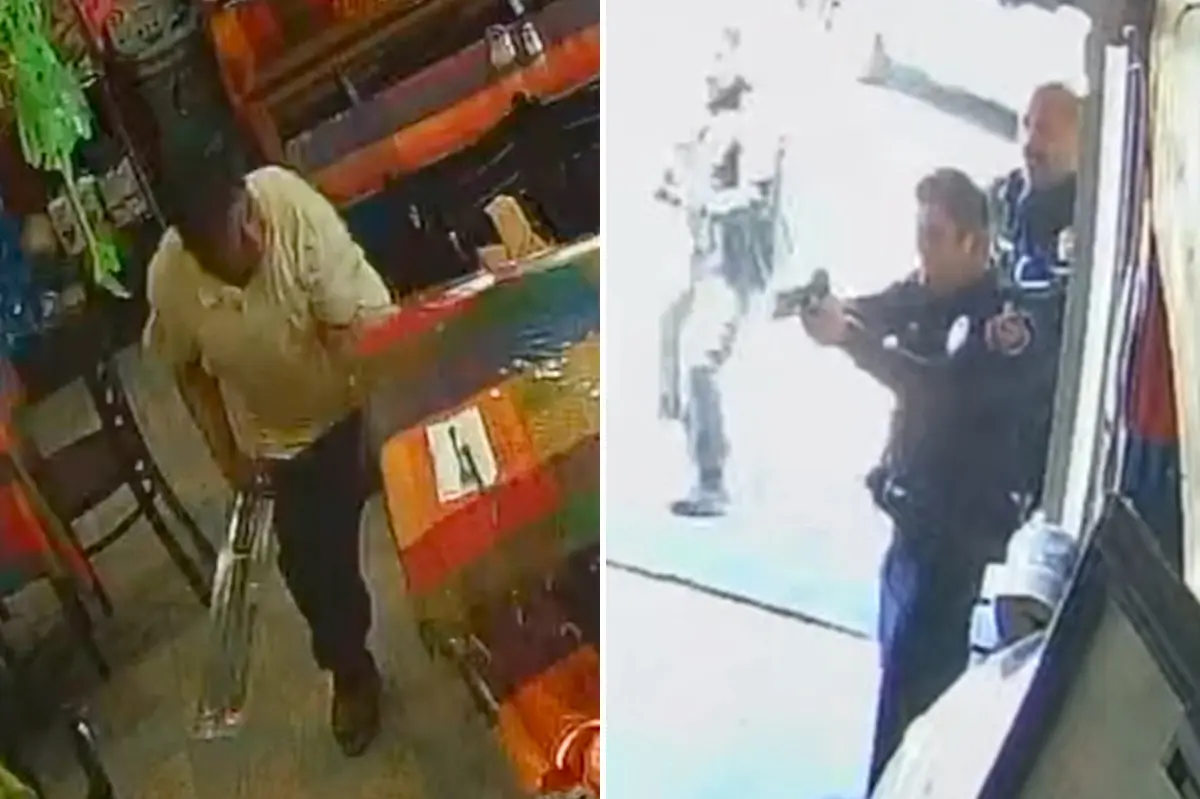 Footage shows police in Oxnard shooting at a man with a machete inside a Mexican restaurant.