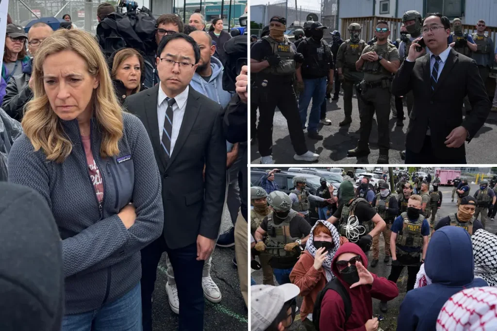 Gov. Mikie Sherrill criticized for 'stunt' at Newark ICE facility during heated protests