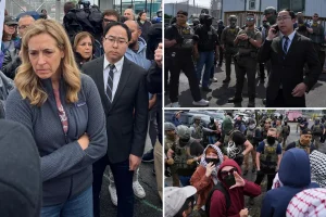 Gov. Mikie Sherrill criticized for 'stunt' at Newark ICE facility during heated protests