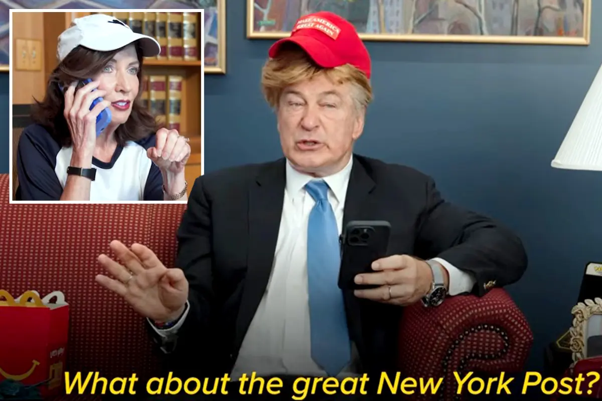 Governor Hochul shares awkward video of Alec Baldwin impersonating Trump at NY event.