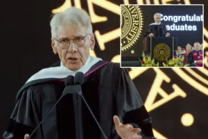 Harrison Ford encourages Arizona State graduates to promote social justice in his commencement address.