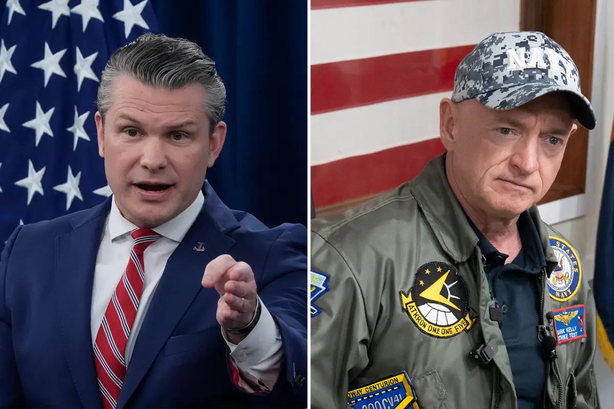 Hegseth mentions that the Pentagon will look into Mark Kelly's public comments regarding a classified briefing during the current conflict.