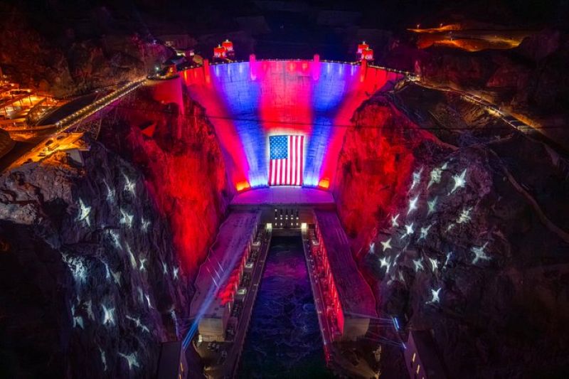 Hoover Dam reveals large flag and patriotic light show to kick off the countdown for America's 250th anniversary