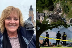 Husband Doug Preston dies and wife Lucy is hurt after their home explodes in a murder-suicide attempt.