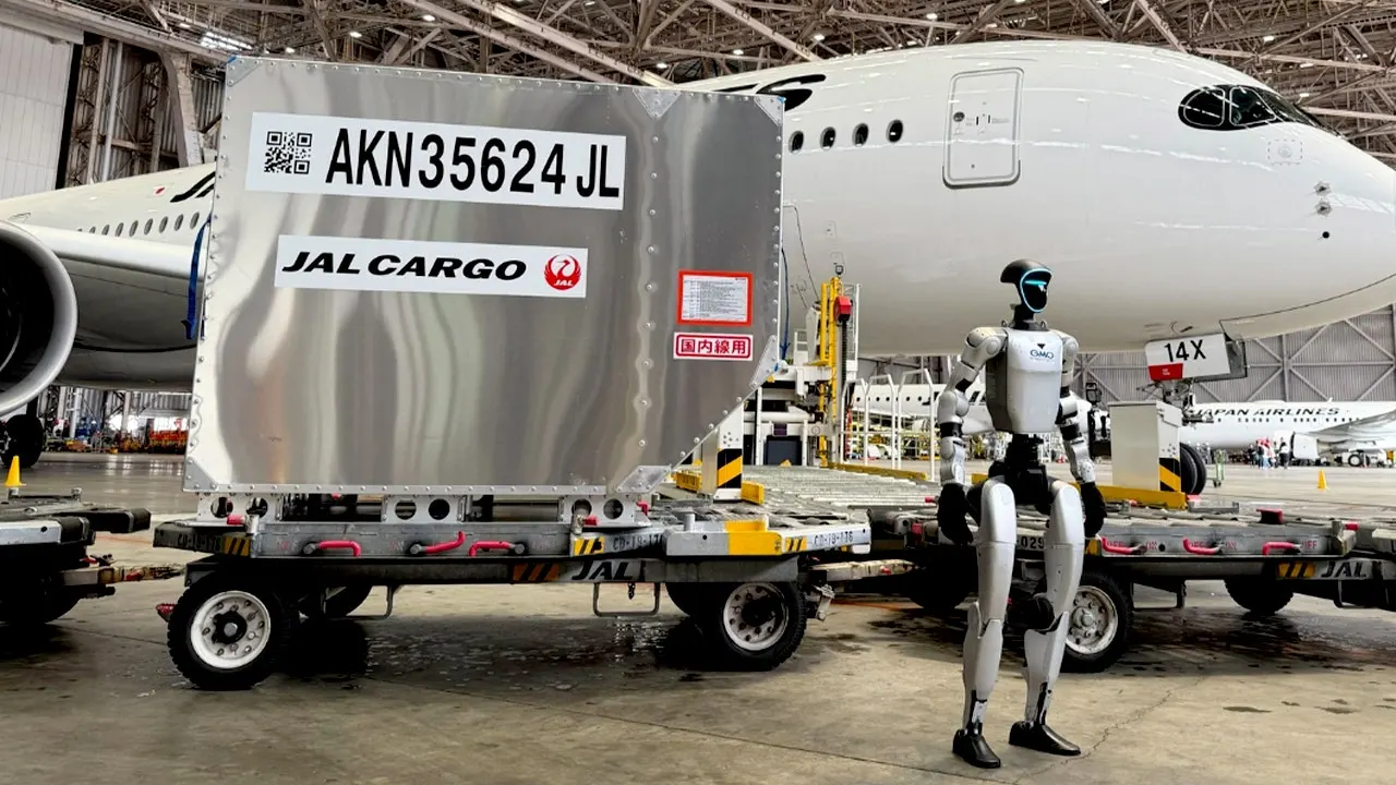 Japan Airlines will trial humanoid robots for handling luggage at Haneda.