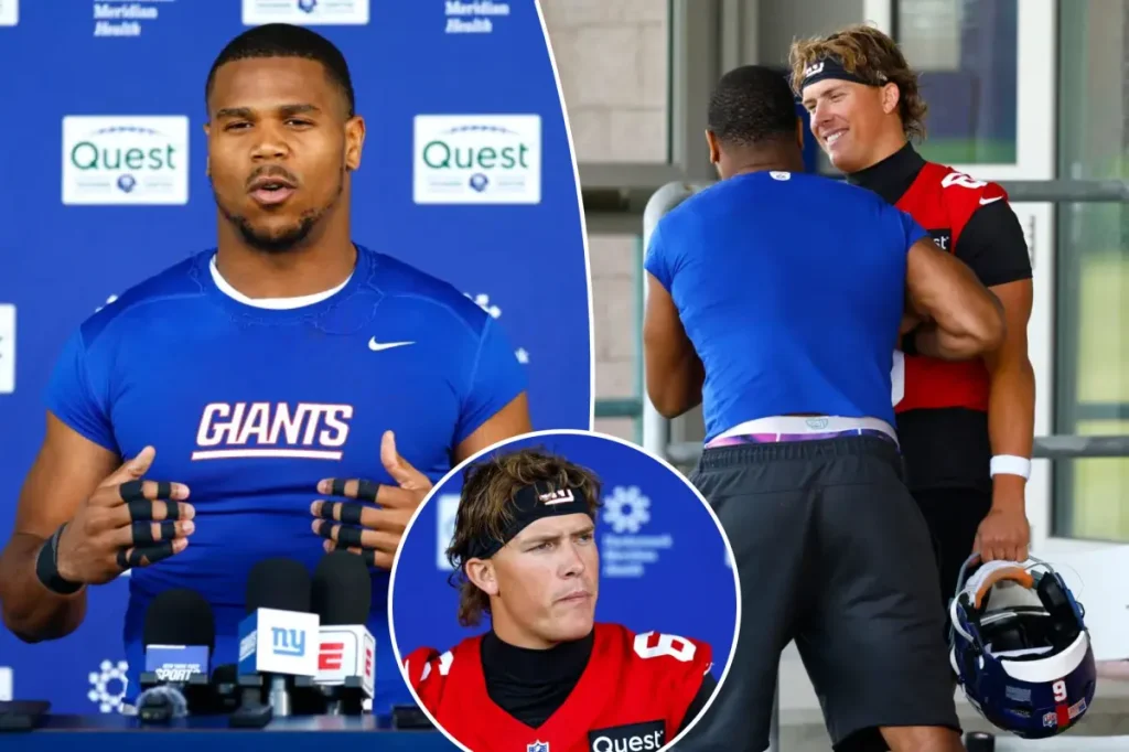 Jaxson Dart and Abdul Carter display a united front for the Giants following the QB's introduction of Trump