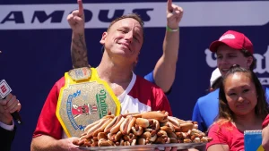 Joey Chestnut discusses his comeback to the Hot Dog Eating Contest following a short ban.
