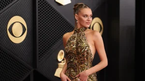 Kelsea Ballerini catches attention in a sheer metallic dress on Instagram