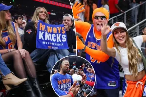 Knicks fans enjoy a stylish celebration after securing the series win.