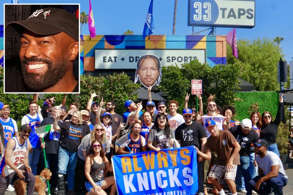 Knicks fans turn LA sports bar into their own version of Madison Square Garden