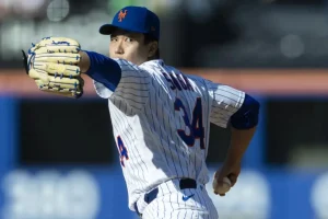 Kodai Senga of the Mets set to pitch in his first rehab game following a spine injury.