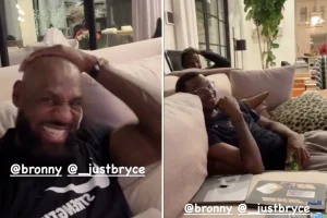 LeBron James of the Lakers spends time again with his sons Bronny and Bryce