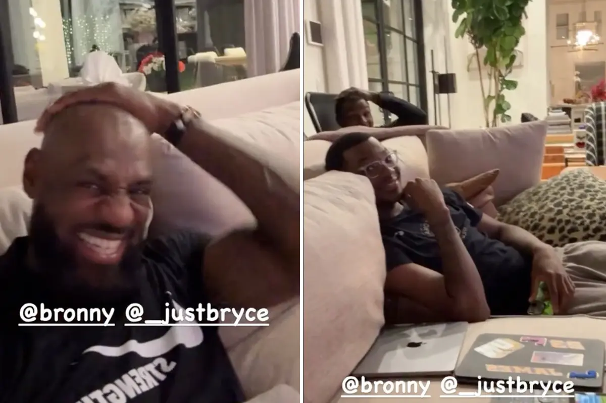 LeBron James of the Lakers spends time again with his sons Bronny and Bryce