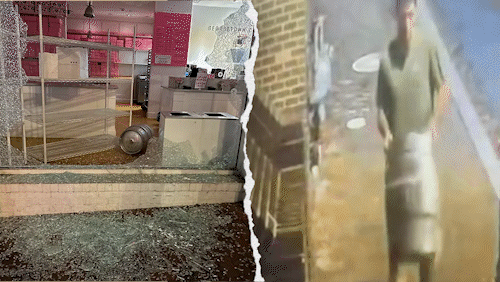 Man filmed throwing a beer keg through the window of Georgetown Cupcake
