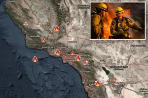 Map: California wildfires spread over 22,000 acres with little control