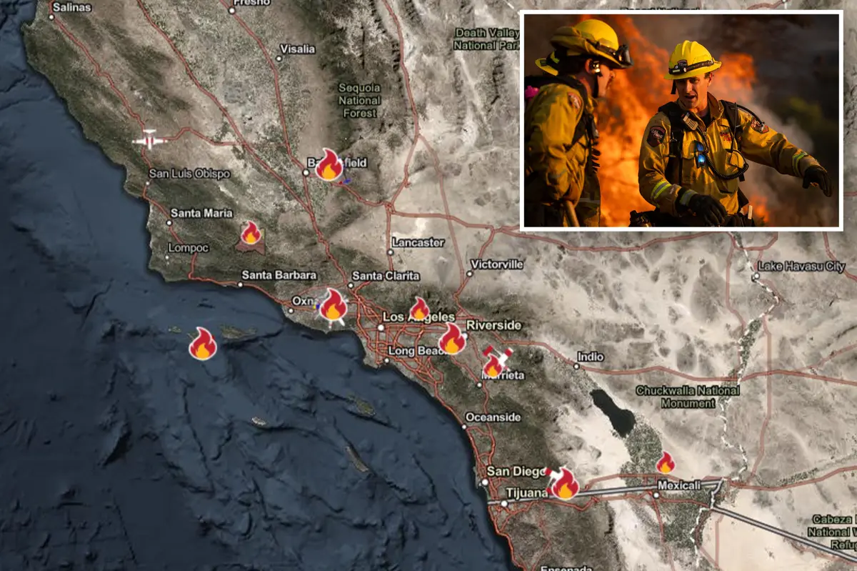 Map: California wildfires spread over 22,000 acres with little control