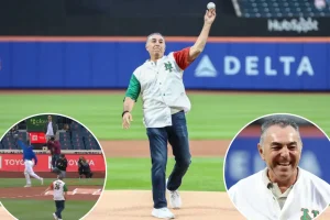 Mets great John Franco throws a first pitch to forget