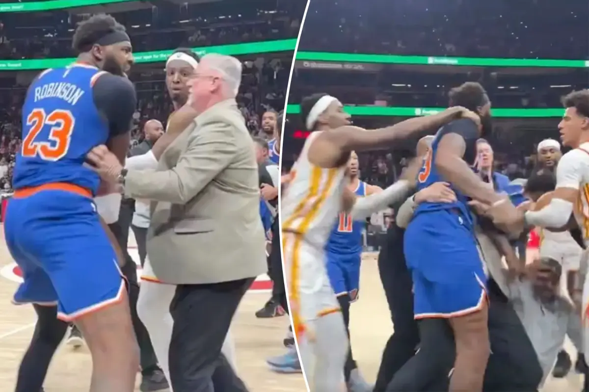 Mitchell Robinson feels overwhelmed after chaotic Hawks brawl and shares inappropriate post.