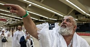 Muslim Pilgrims Throw Stones at the Devil in the Last Hajj Ceremony near Mecca