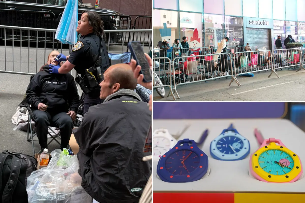 New Yorkers set up a camp for a $400 trendy watch — featuring hired line-sitters and a disturbing overdose.
