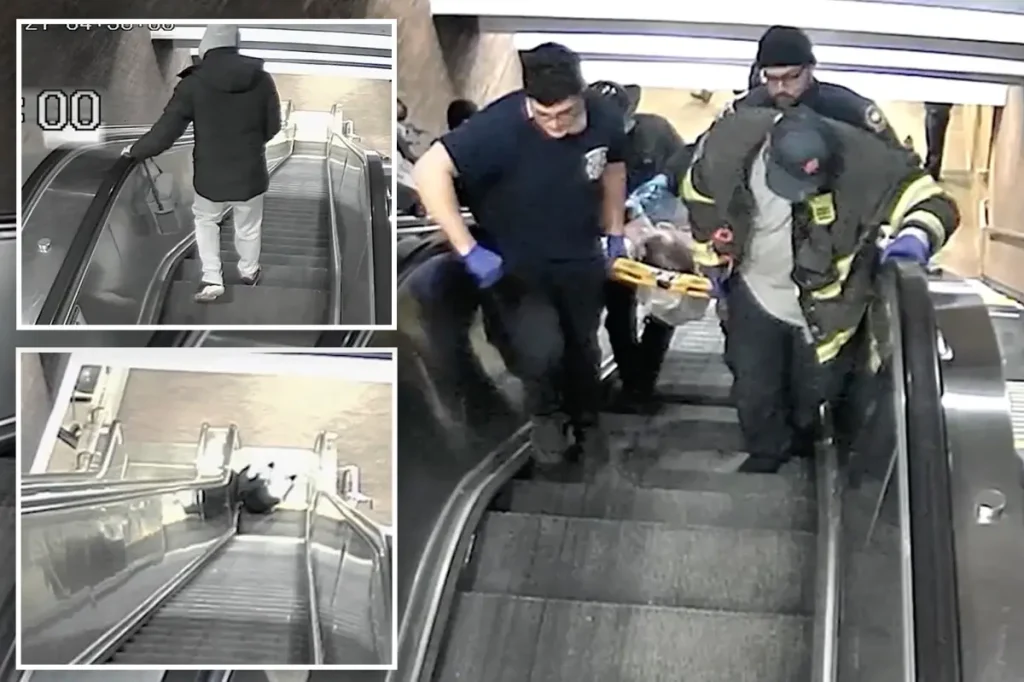 New video reveals a man trapped fatally in a Massachusetts escalator while many pass by without offering assistance.