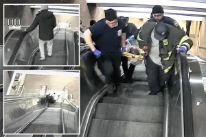 New video reveals a man trapped fatally in a Massachusetts escalator while many pass by without offering assistance.