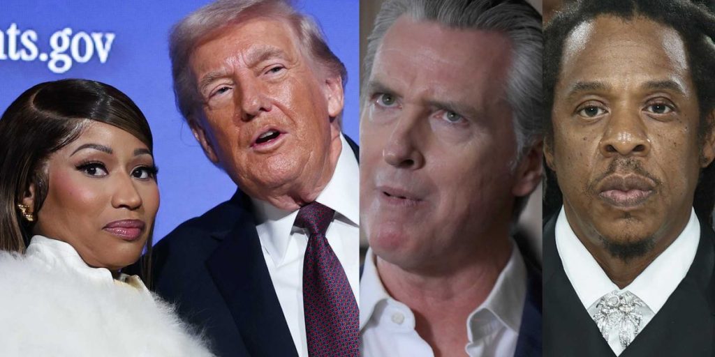 Nicki Minaj blames Gavin Newsom and Jay-Z for her public support of Trump.