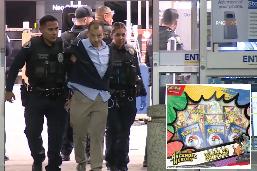 Person taken from Pasadena Best Buy as crowd gathered outside for Pokemon cards