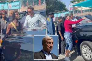 Protester brandishes knife at Tom Steyer staff member during LA campaign gathering