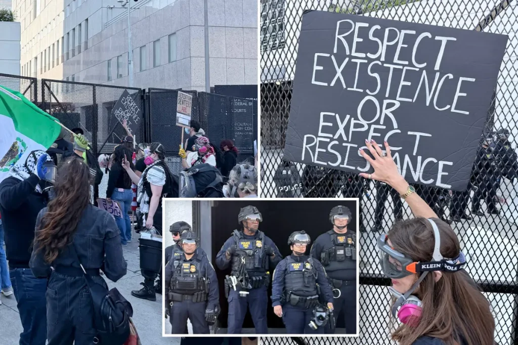 Protests on May Day increase in LA as activists gather at the federal building