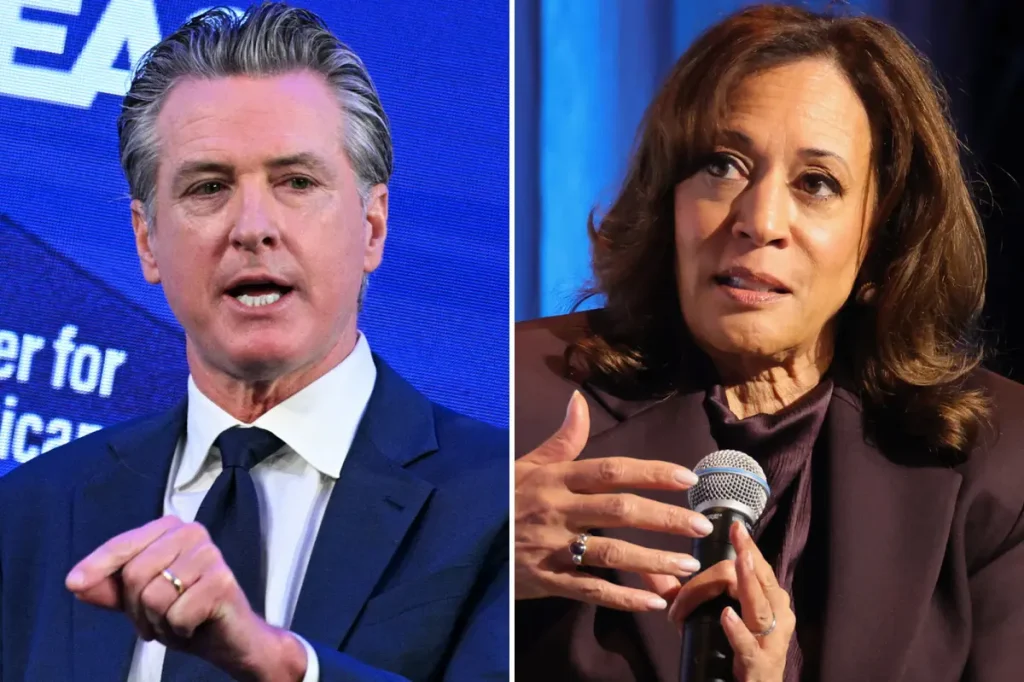 Recent presidential poll indicates a tie between Gavin Newsom and Kamala Harris.