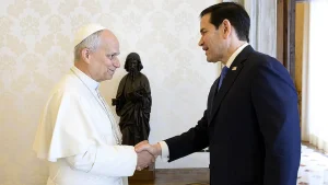 Rubio visits Pope Leo at the Vatican to talk about Iran's nuclear issues during US discussions.