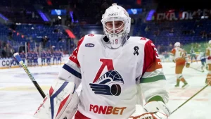 Russian hockey team clinches back-to-back championship, goalie swiftly drops the trophy.