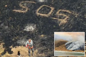 Sailor saved just in time as a huge, record-setting wildfire sweeps across California island
