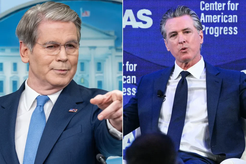 Scott Bessent makes fun of Gavin Newsom's tax on Trump's government weaponization fund.