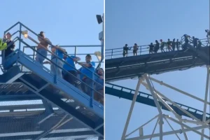 Six Flags riders stuck 245 feet in the air after a power failure leads to coaster evacuation