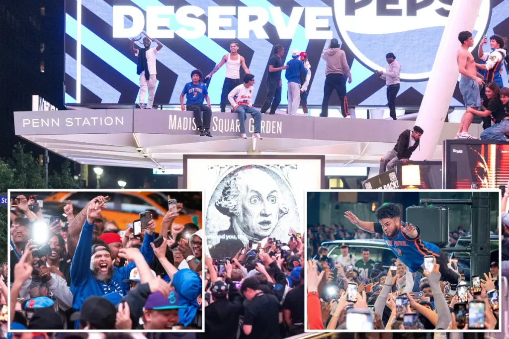 Six arrested as Knicks fans celebrate outside Madison Square Garden following historic playoff sweep
