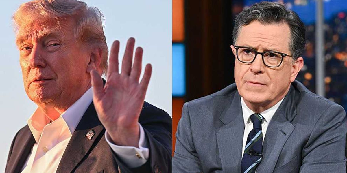 Stephen Colbert receives one last remark from Trump before leaving.
