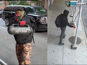 Strange person with a microphone continues to deface Polish consulate in NYC, according to police.