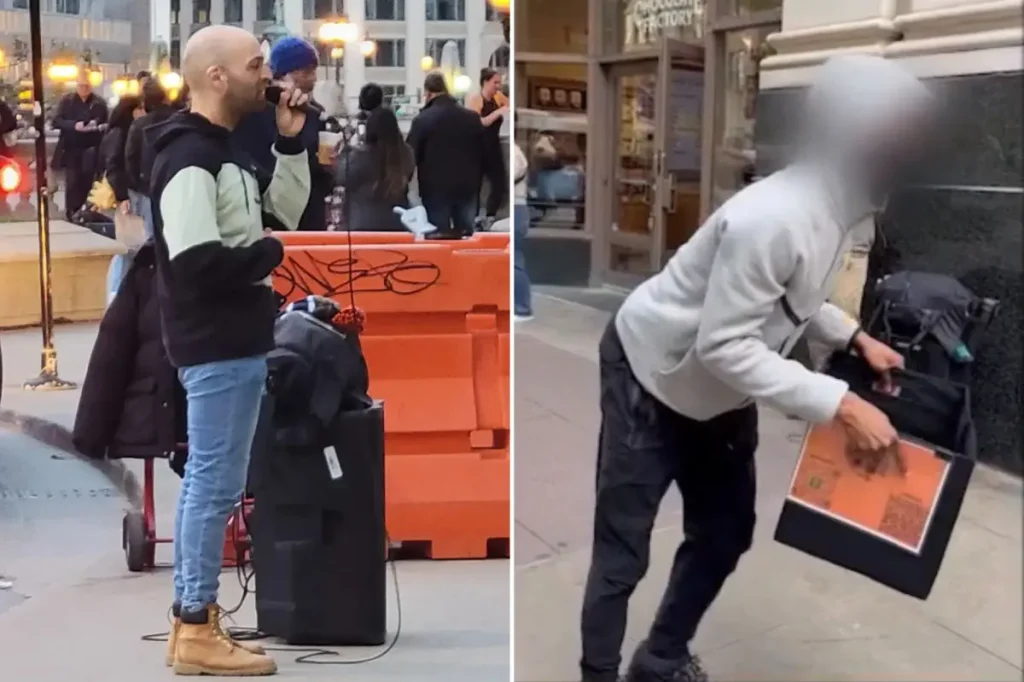 Street performer in Chicago mugged in daylight by young thief in trending footage