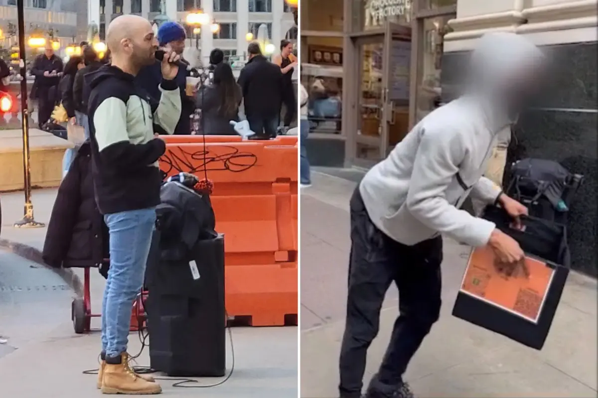 Street performer in Chicago mugged in daylight by young thief in trending footage