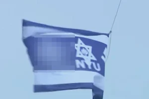 Swastika flag displayed atop NYU building named for billionaire donor to Jewish causes Michael Steinhardt during graduation week