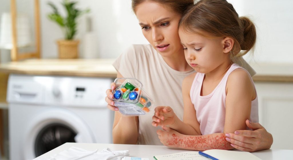The laundry detergent pod found in many American households is leaving chemical residue on clothing that dermatologists are now connecting to increases in childhood eczema.