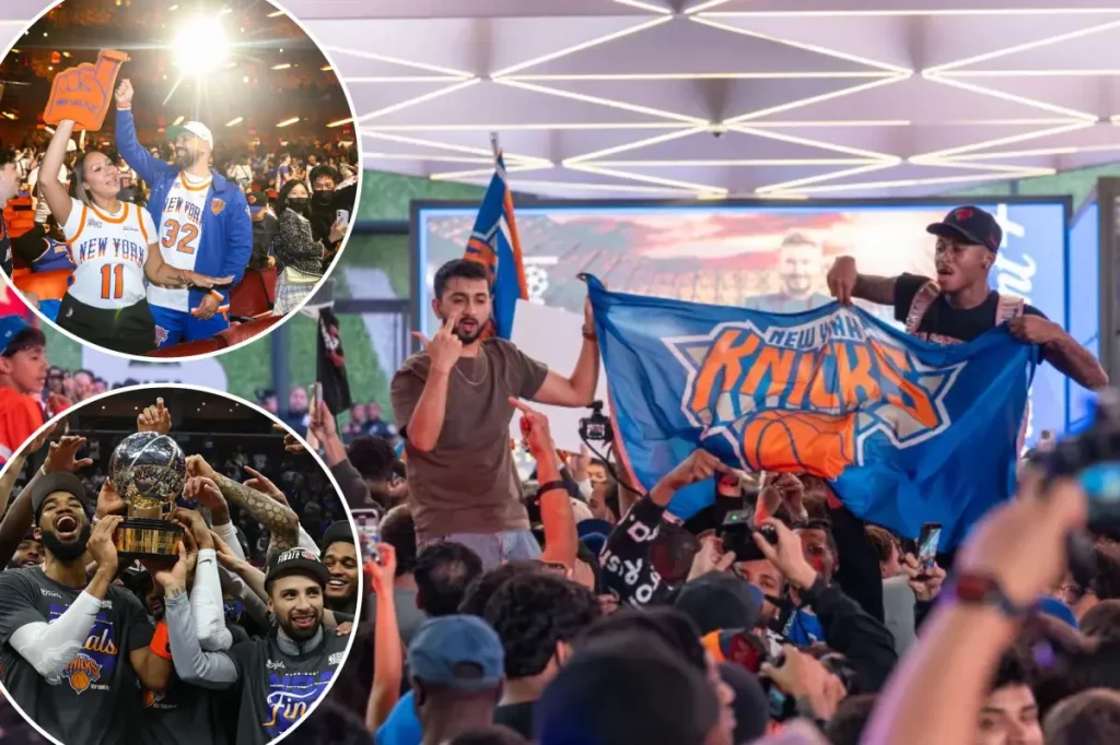 Thousands of Knicks fans fill the streets of New York City to celebrate with the team going to the NBA Finals.