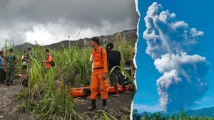 Three people die and five are hurt following the eruption of Mount Dukono in a restricted area of Indonesia.